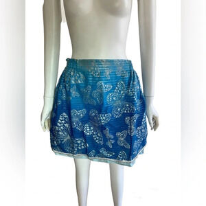 Dead stock Millenium Womens Blue Cotton Skirt Butterfly Print Y2K Pull On Sz M